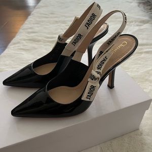 DIOR J'ADIOR SLINGBACK PUMP Black Patent Calfskin Size 39